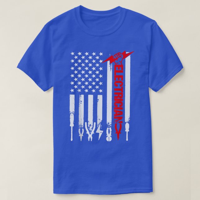 Electrician US Flag Tools for Electricians  T-Shirt (Design Front)