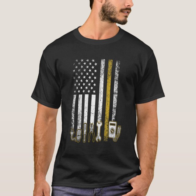 Electrician Us Flag Tools For Electricians T-Shirt (Front)