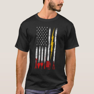 Electrician Us Flag Tools For Electricians T-Shirt