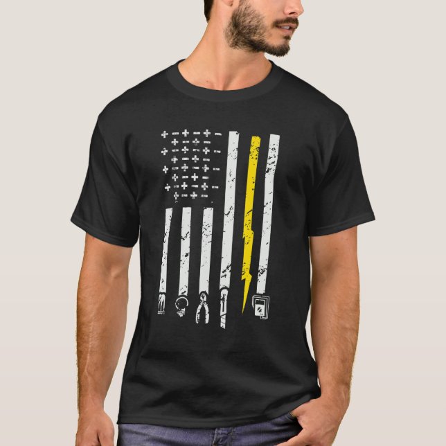 Electrician US Flag Tools for Electricians Tools L T-Shirt (Front)