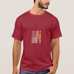 Electrician USA Flag funny Electrician Lightning T-Shirt