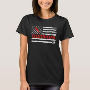 Electrician USA Flag Voltage Lineman Circuit Cable T-Shirt