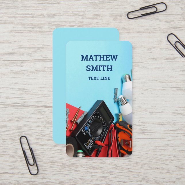 Electrician Vertical Business Card (Front/Back In Situ)