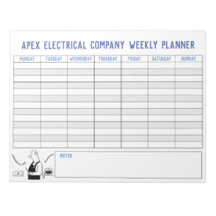 Electrician Weekly Planner. Personalised Title. Notepad