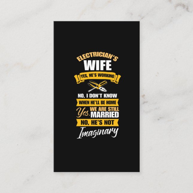 Electrician Wife Funny Married Girlfriend imaginar Business Card (Front)