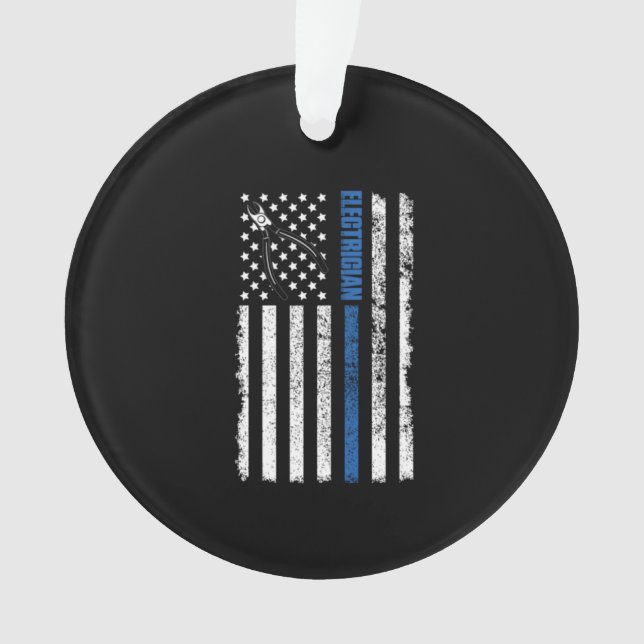 Electrician with America Flag Ornament (Front)