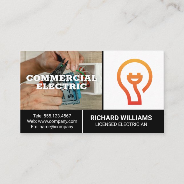 Electrician Working on Wires  Business Card (Front)