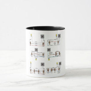 Electricians Coffee Mug with 3-Way Switch Diagrams