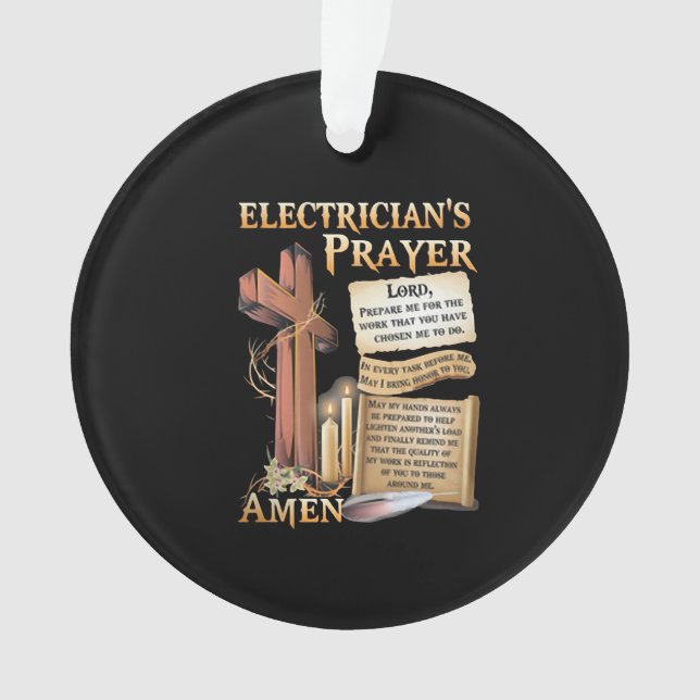 Electrician's prayer Amen Ornament (Front)