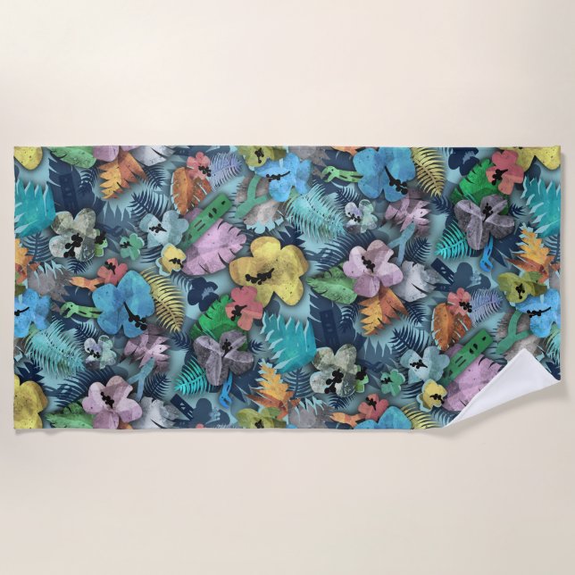 Electricians Tools Hawaiian Print Beach Towel (Front)