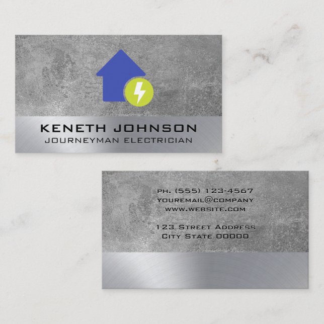 Electricity and Home Icon | Texture Background Business Card (Front/Back)