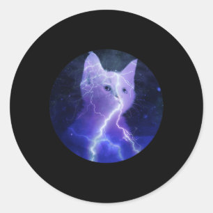 Electricity Cat Lightning Graphic Art Cat Mum Classic Round Sticker