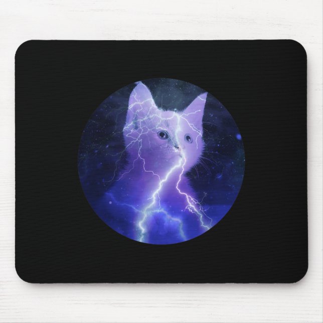 Electricity Cat Lightning Graphic Art Cat Mum  Mouse Mat (Front)