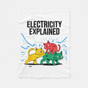 Electricity Explained Funny Cat Physics Humor Scie Fleece Blanket