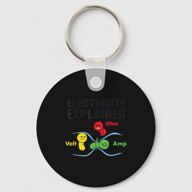 Electricity Explained Funny Geeky Physics Humor Sc Key Ring (Front)