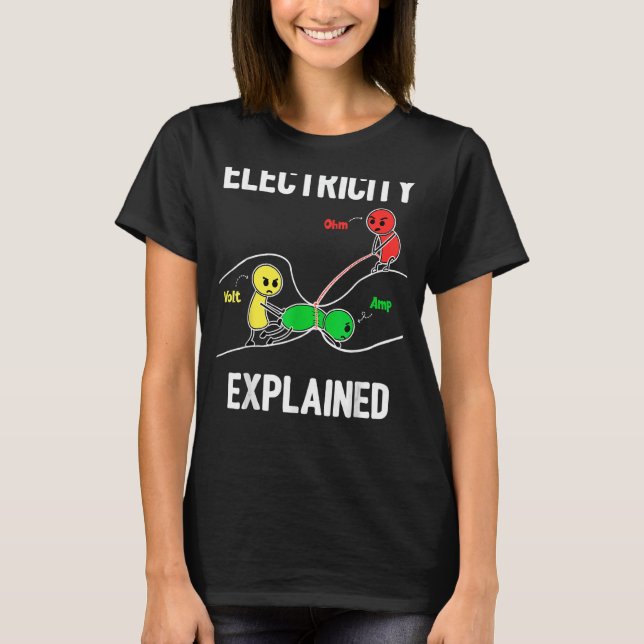 Electricity Explained Ohm Volt Ampere  Electrician T-Shirt (Front)