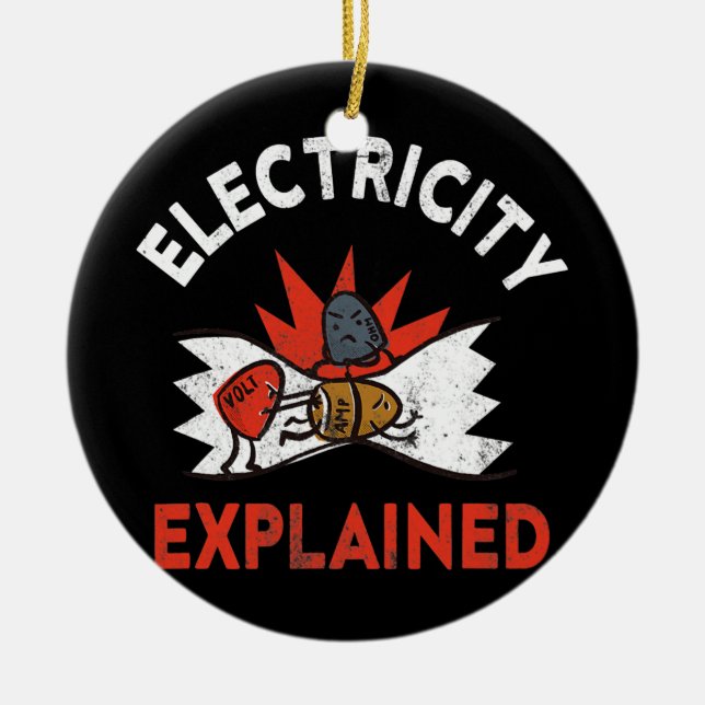 Electricity Explained Physics Electrician Volt Ceramic Tree Decoration (Front)