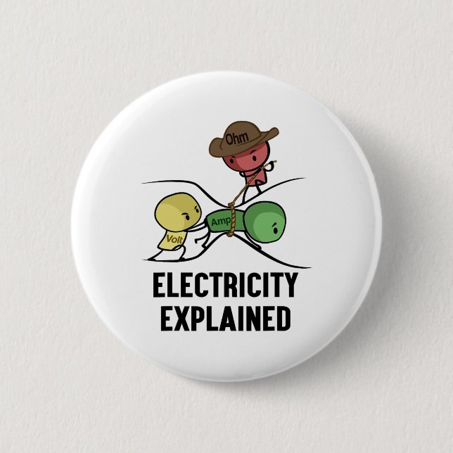 Electricity Explained Physics Nerd Gift I Teacher  6 Cm Round Badge (Front)