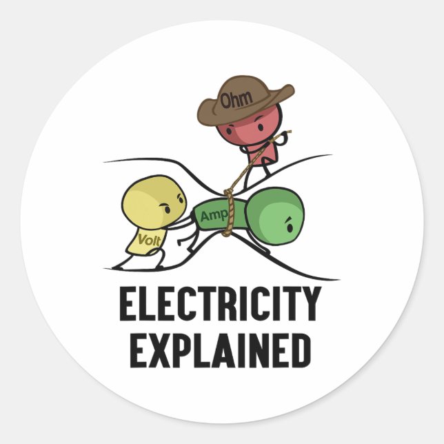 Electricity Explained Physics Nerd Gift I Teacher  Classic Round Sticker (Front)