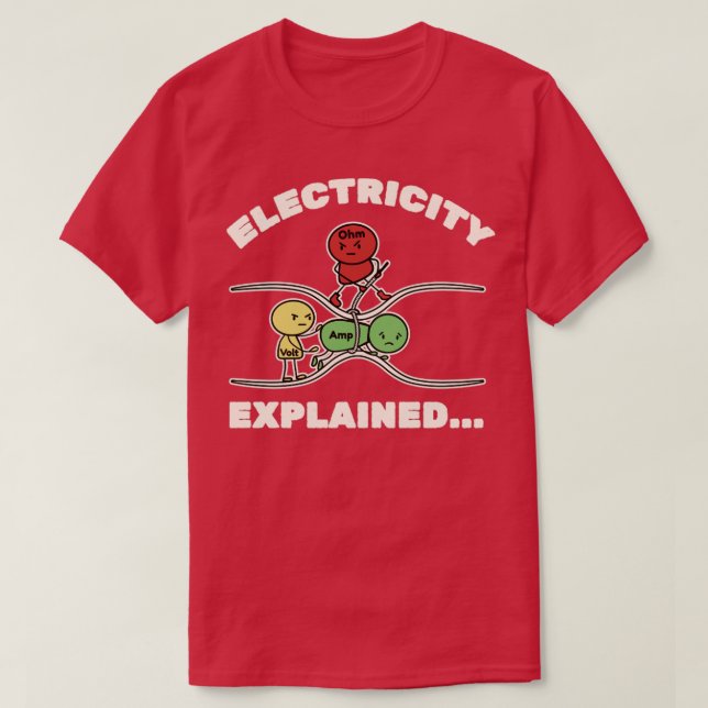 Electricity Explained Vintage Illustration T-Shirt (Design Front)