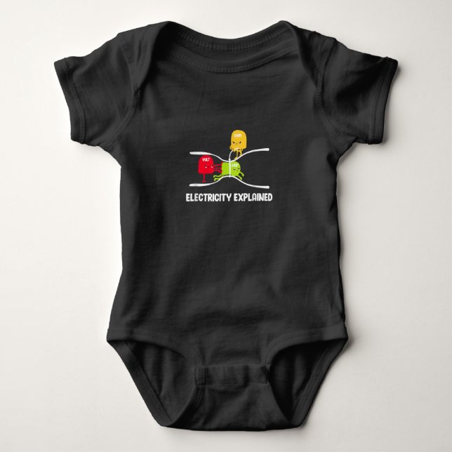 Electricity Explained Volt Ohm Amp Funny Electrici Baby Bodysuit (Front)