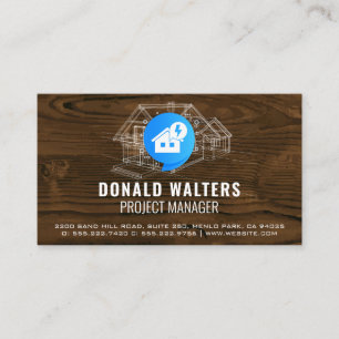 Electricity   Wood Background   Blueprints Business Card