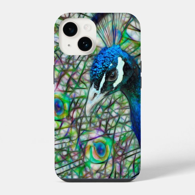 Electrified Peacock Head  iPhone Case (Back)