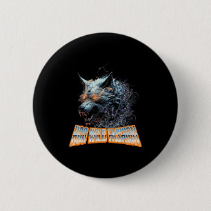 Electrified Wolf Chaos Animal Rage Energy 6 Cm Round Badge