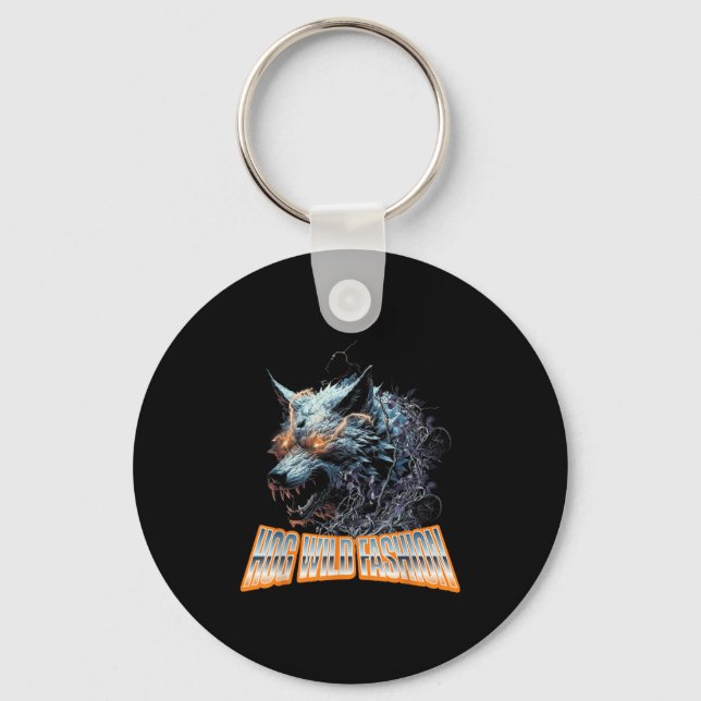 Electrified Wolf Chaos Animal Rage Energy  Key Ring (Front)