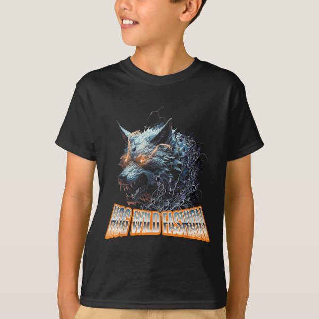Electrified Wolf Chaos Animal Rage Energy  T-Shirt (Front)