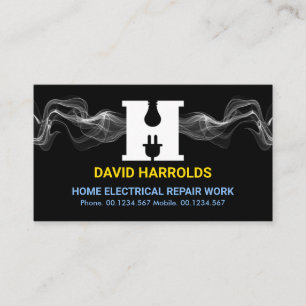 Electrifying Electric Wave Letter-H Electrician Business Card