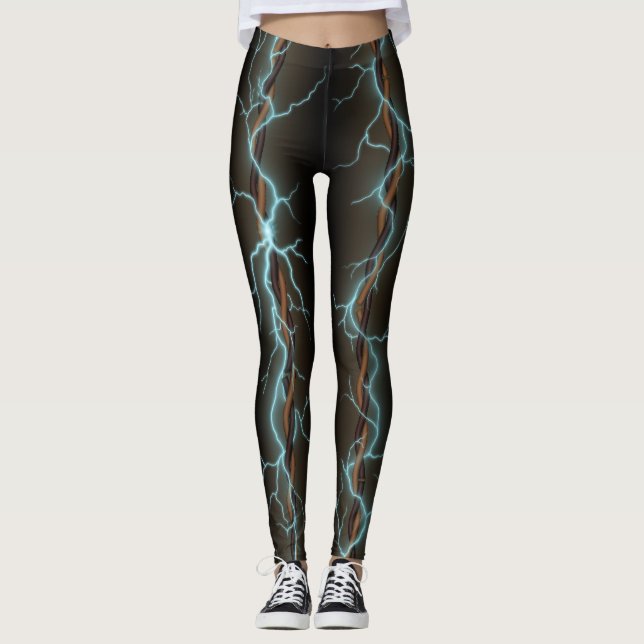 Electrifying Energy Industrial Grunge Style Leggings (Front)