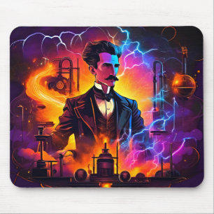 "Electrifying Genius: Nikola Tesla Steampunk Mouse Mat