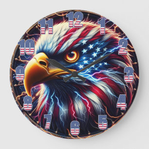 Electrifying Majesty Eagles  Large Clock