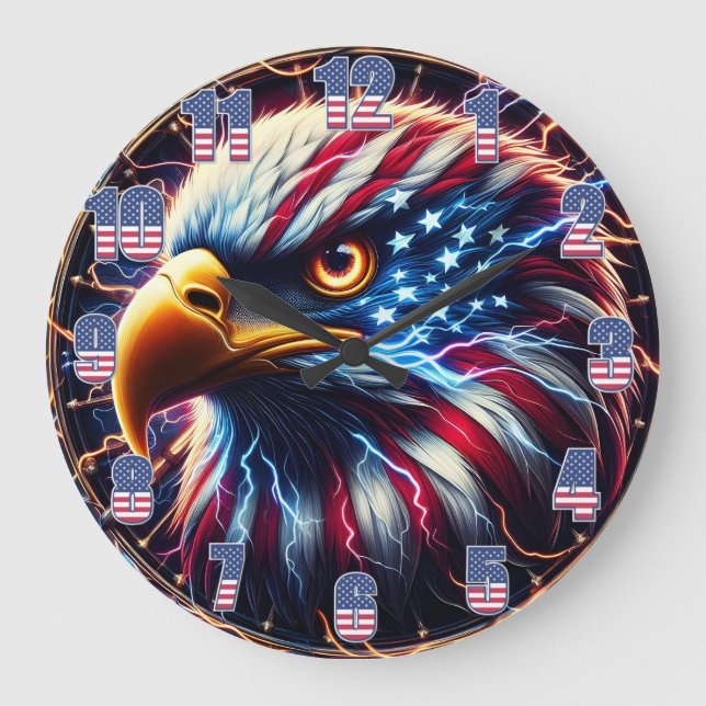Electrifying Majesty Eagles  Large Clock (Front)