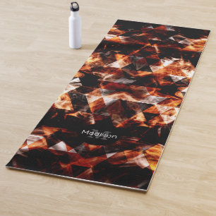 Electrifying orange sparkly triangle fire Monogram Yoga Mat