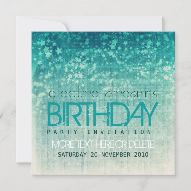 Electro Dreams Party Birthday Invitation (Front)