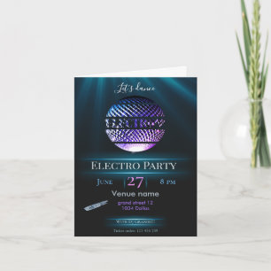 Electro EDM party, techno party invitation