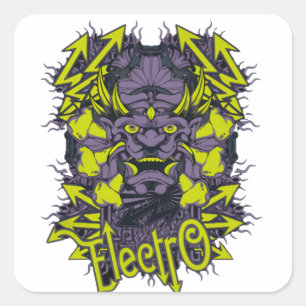 Electro Evil Demon Square Sticker