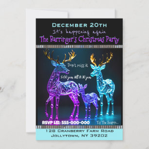Electro Reindeer Fun Christmas Party Invitation