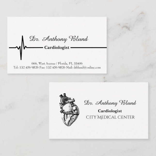Electrocardiogram Cardiologist Business Card (Front/Back)