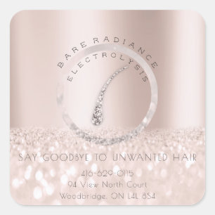 Electrolysis Hair Removal Adress Rose Gray2 Square Sticker