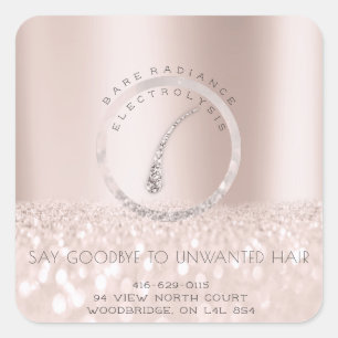 Electrolysis Hair Removal Adress Rose Grey Square Sticker