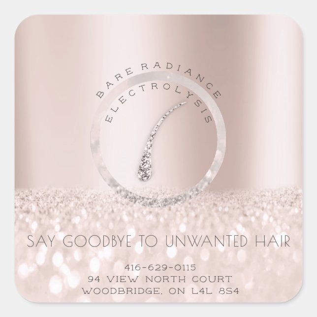 Electrolysis Hair Removal Adress Rose Grey Square Sticker (Front)