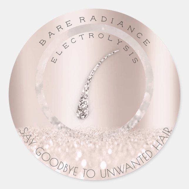 Electrolysis Hair Removal Blush Rose Grey Classic Round Sticker (Front)