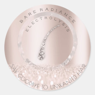 Electrolysis Hair Removal Blush Rose Grey Classic Round Sticker