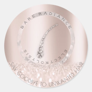 Electrolysis Hair Removal Blush Rose Grey Glam Classic Round Sticker