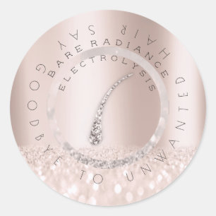 Electrolysis Hair Removal Blush Rose Logo Classic Round Sticker