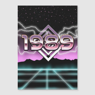 Electronic 1989 photo print classic round sticker  magnetic invitation