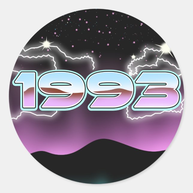 Electronic 1993 magnet classic round sticker (Front)